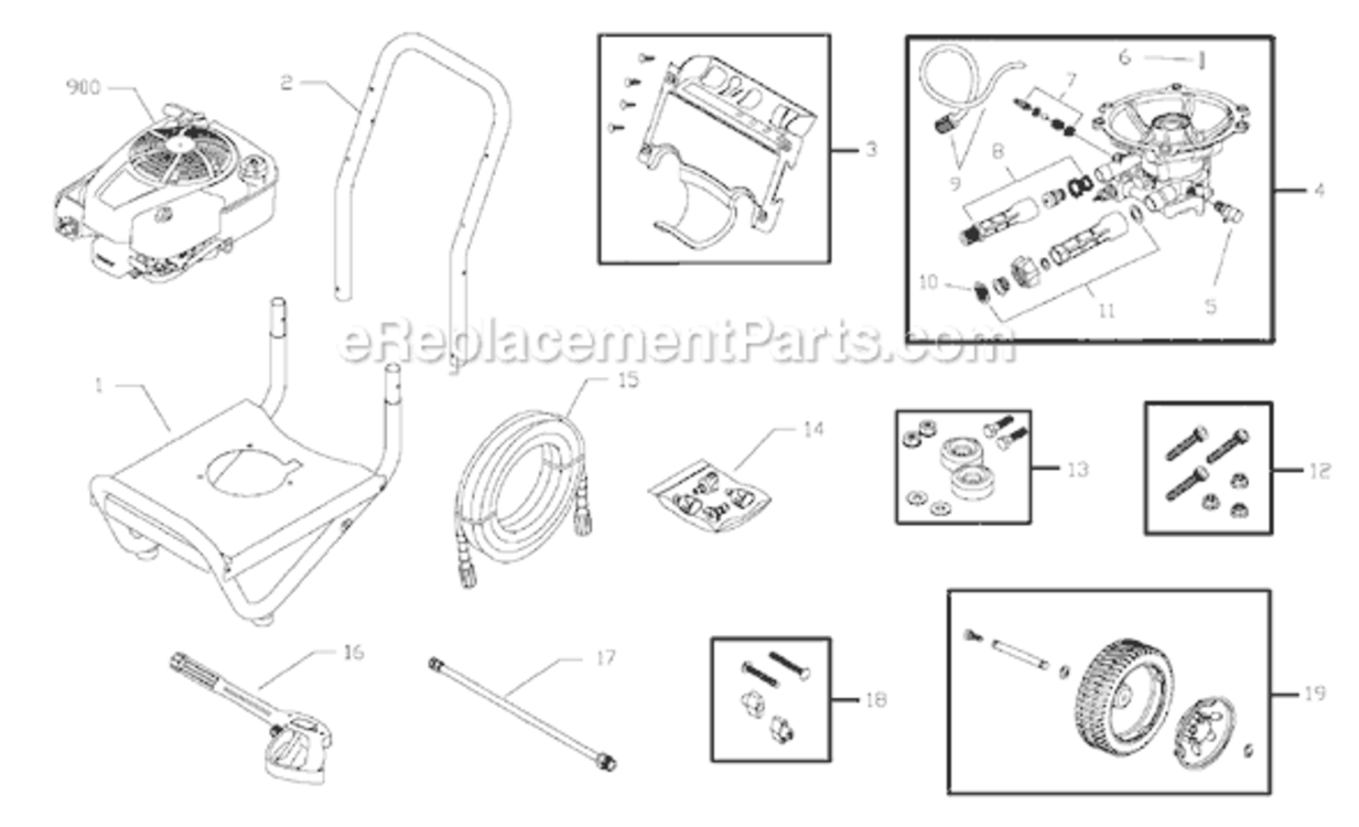 Page A Diagram and Parts List for 020401-0  Briggs and Stratton Pressure Washer